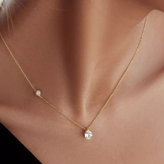 1.25 Carat Moissanite Teardrop Necklace - Sterling Silver Velanci