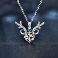 Moissanite Deer Antler Necklace - Sterling Silver Finish Velanci