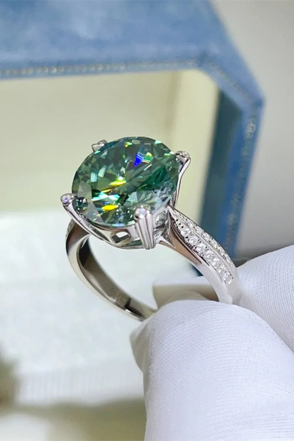 Ring Giovanna - 5 Carat Moissanite Platinum-Plated Silver Women's Ring Velanci