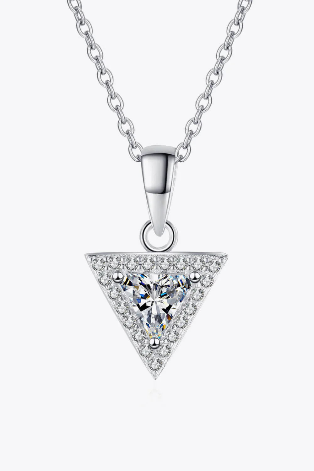 Sterling Triangle Moissanite Pendant Necklace - Sleek Velanci