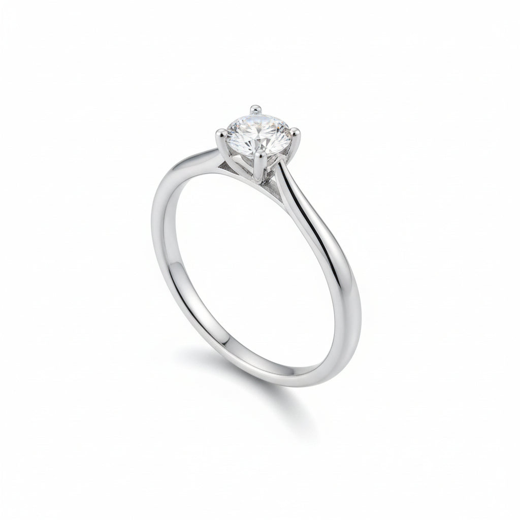 Moissanite Solitaire Ring Bianca - 0.5ct D VVS1 Silver Women's Ring Velanci