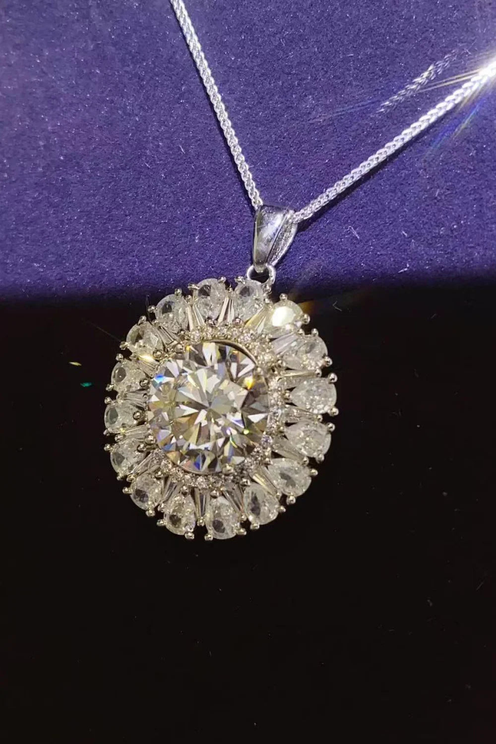 5 Carat Moissanite Platinum-Plated Sterling Silver Necklace Velanci
