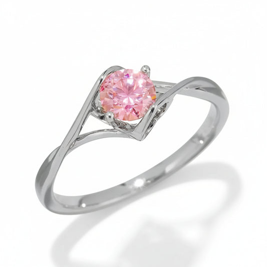 Moissanite Ring Giovanna - 0.5 Carat Pink Sparkle In Silver Women's Ring Velanci