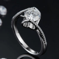 Ring Alessia - 1 Carat Moissanite Sterling Silver Twist Women's Ring Velanci