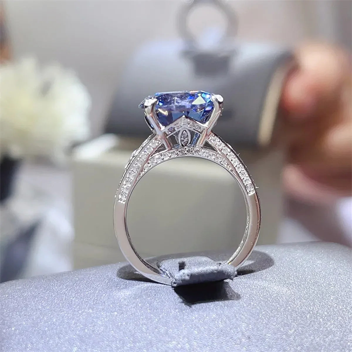 Moissanite Ring Giulia - 5 Carat Starglow Sterling Silver Women's Ring Velanci