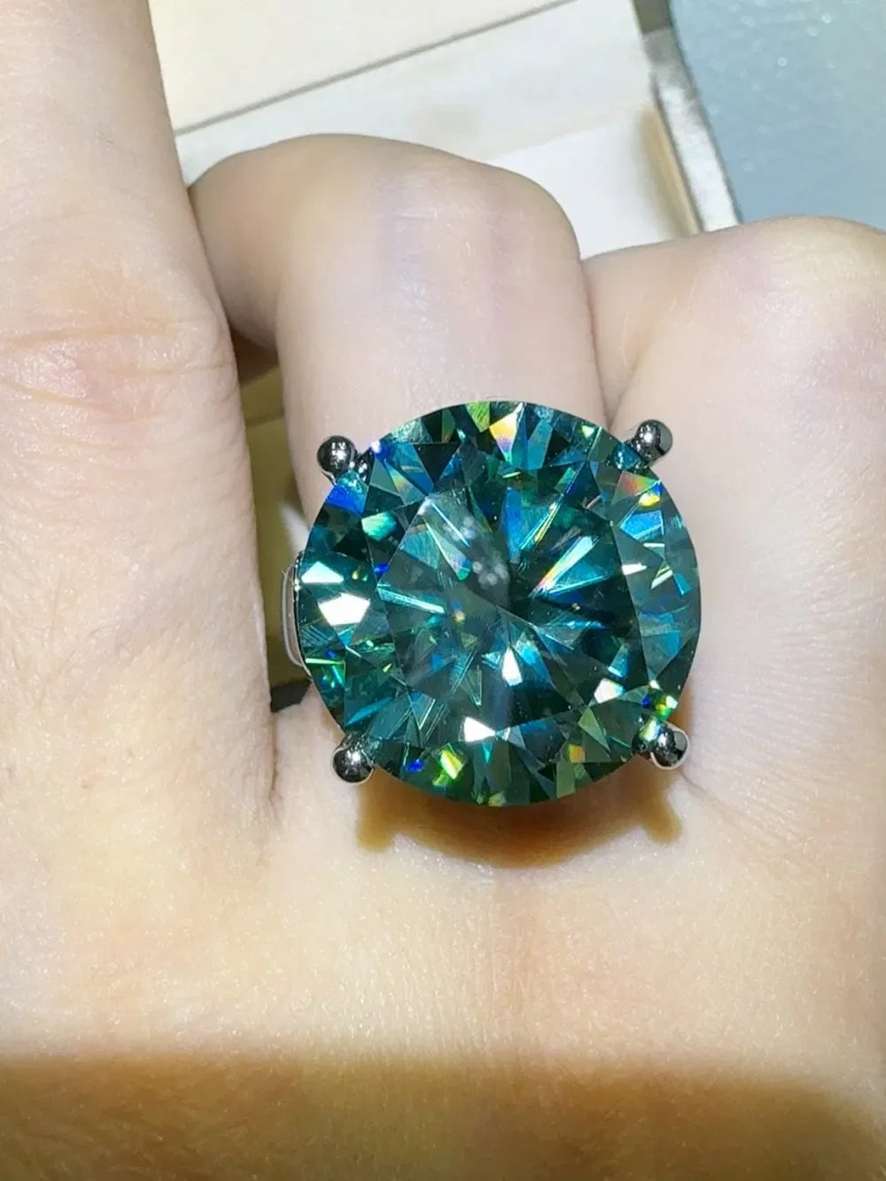 Ring Bianca - 20ct Moissanite Sterling Silver Ring Women's Ring Velanci
