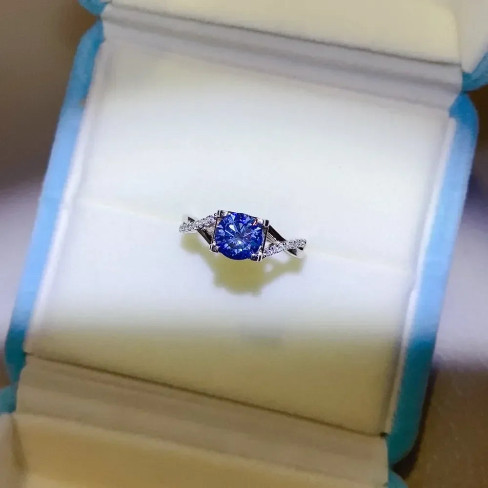 1 Carat Moissanite Ring Ariella - Crisscross Sterling Silver Women's Ring Velanci