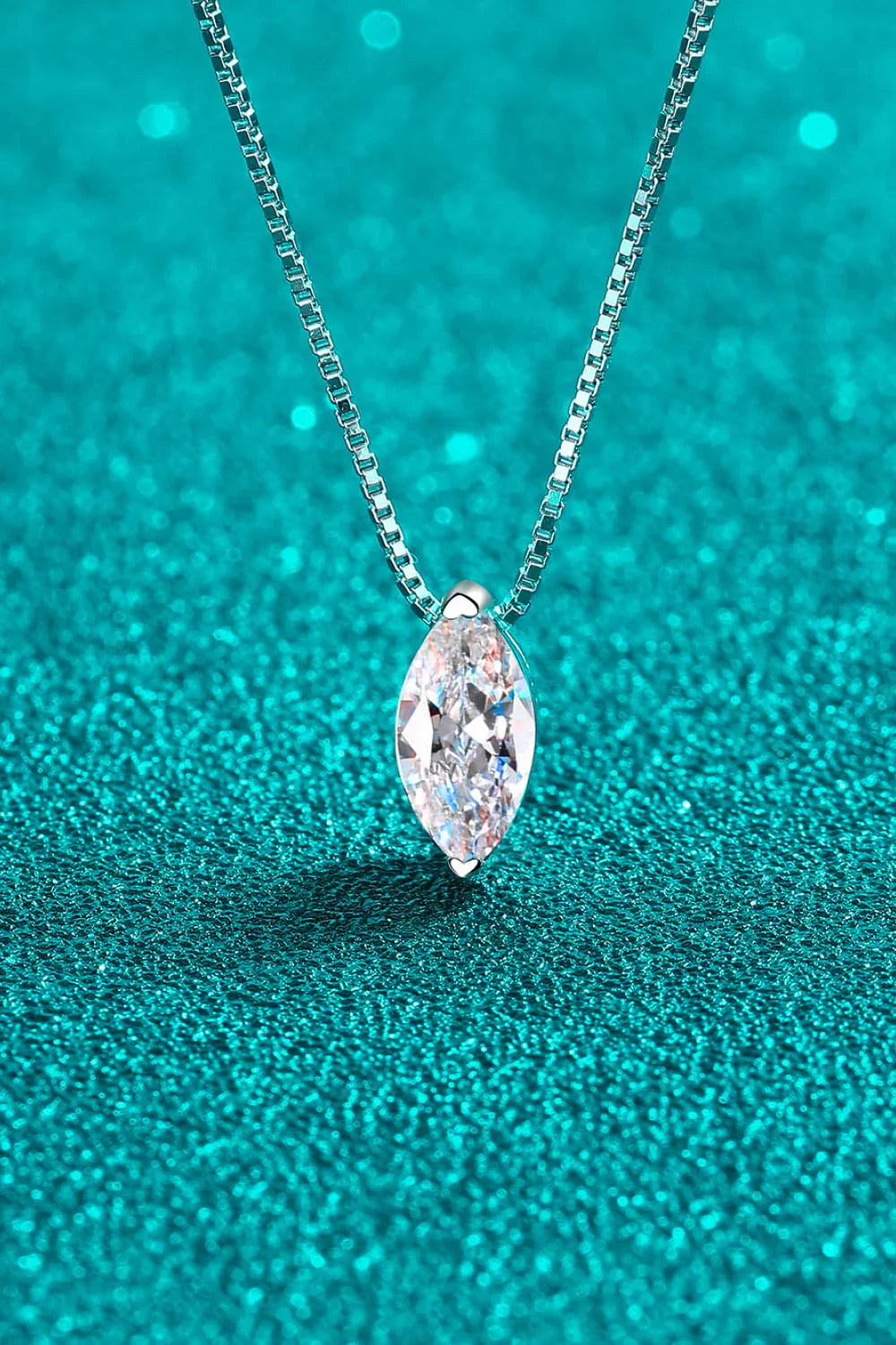Moissanite Necklace - 1 Carat Rhodium Plated Silver Velanci