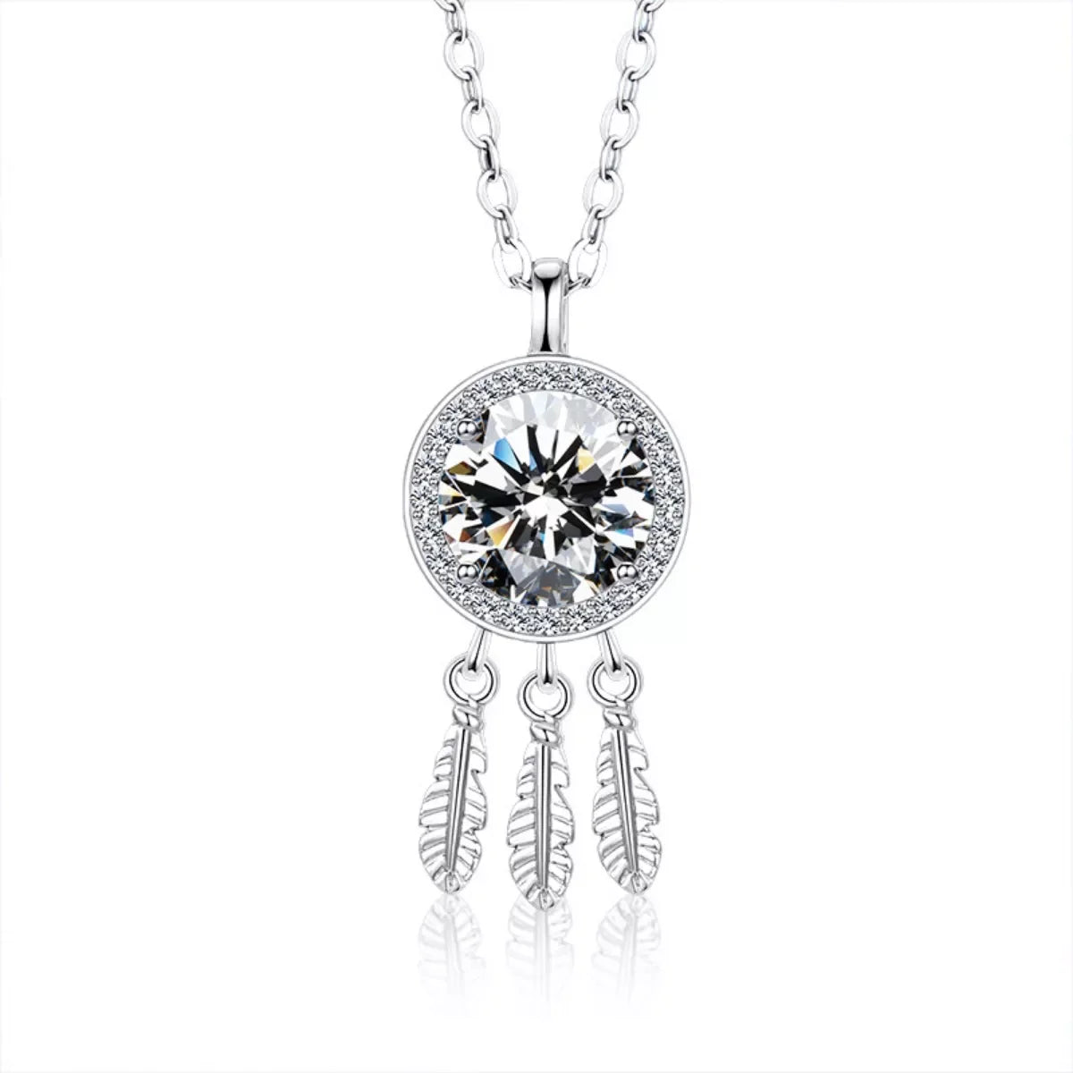 Dreamcatcher Necklace - 1 Carat Moissanite, Sterling Silver Velanci
