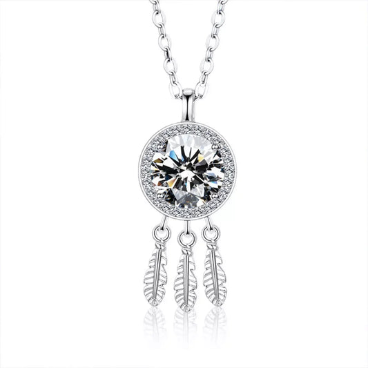Dreamcatcher Necklace - 1 Carat Moissanite, Sterling Silver Velanci