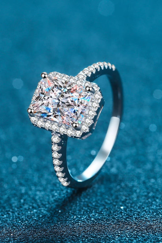 Ring Giulia - 2 Carat Moissanite Halo Sterling Silver Women's Ring Velanci