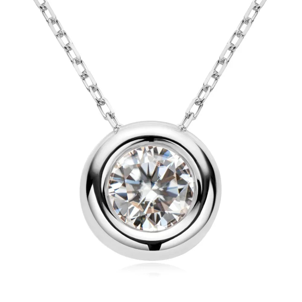 1ct Moissanite Necklace - Rose Gold Plated Silver Sparkle Velanci