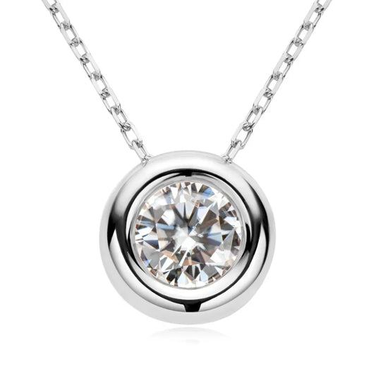 1ct Moissanite Necklace - Rose Gold Plated Silver Sparkle Velanci