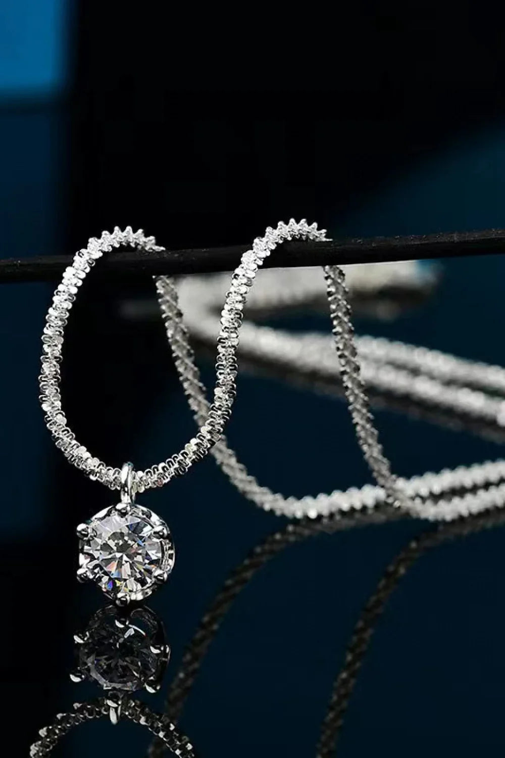 1ct Moissanite Necklace - Platinum-Plated Sterling Silver Velanci