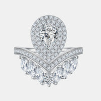 Moissanite Crown Ring Sterling Silver Giovanna - D Color Glow Women's Ring Velanci