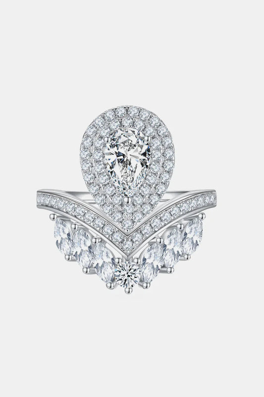 Moissanite Crown Ring Sterling Silver Giovanna - D Color Glow Women's Ring Velanci