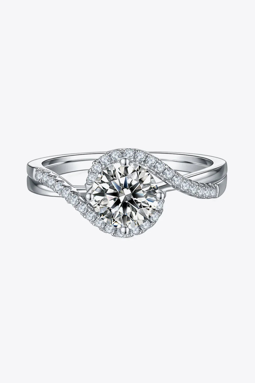 Moissanite Ring Alessia - Crisscross Sterling Shine Women's Ring Velanci