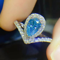 Ring Alessia - Pear Heart Moissanite Sterling Silver Women's Ring Velanci