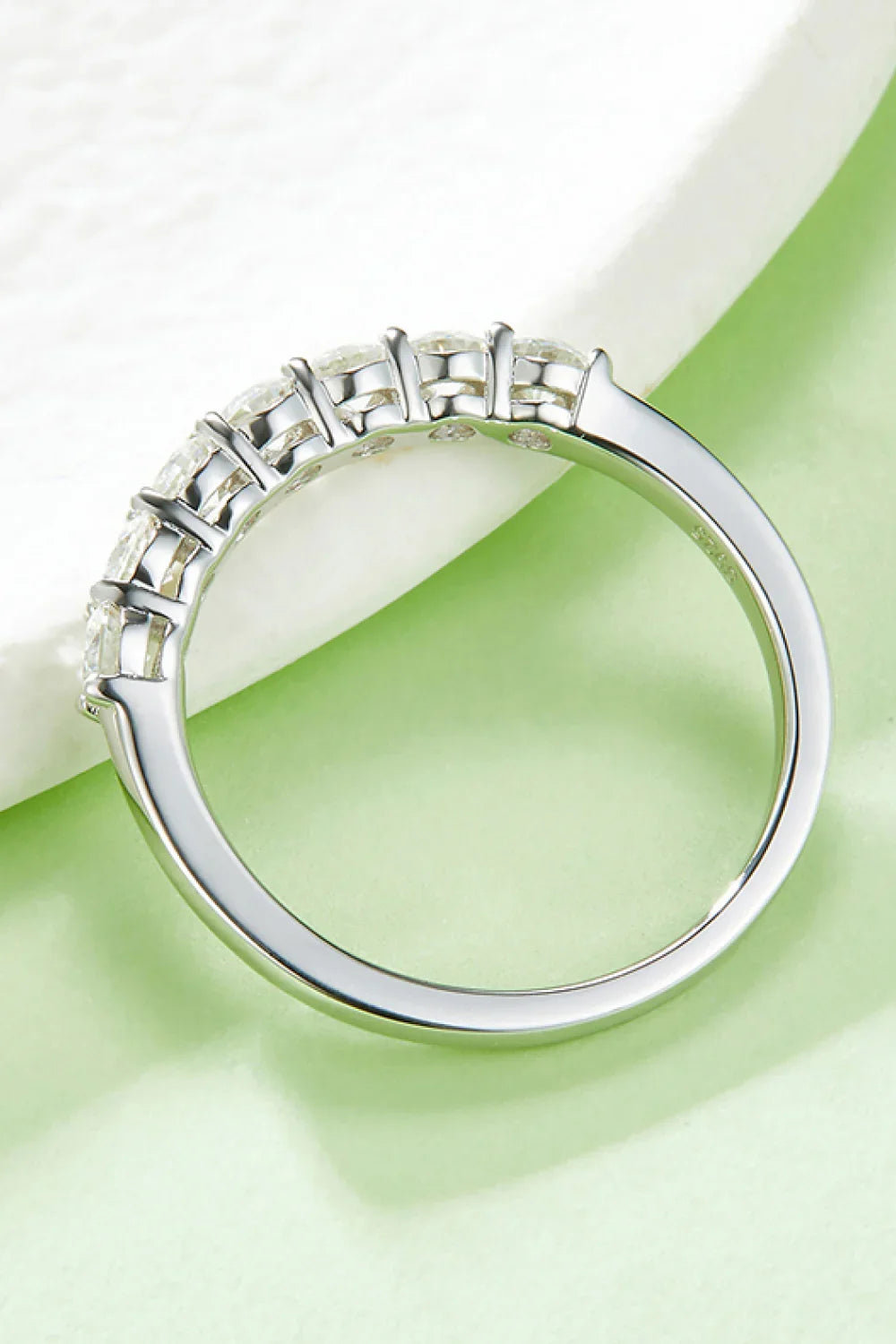 Moissanite Platinum-Plated Ring Giulia - Seven-Stone Shine Women's Ring Velanci