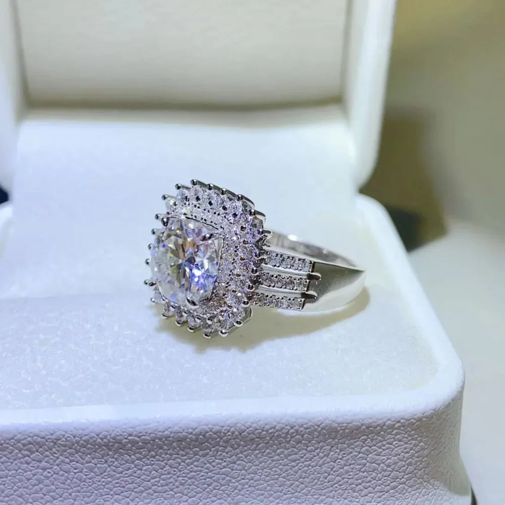 Ring Isabella - 2ct Moissanite Halo Sterling Silver Women's Ring Velanci