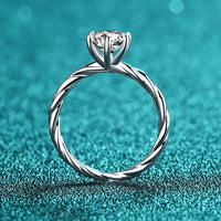 Ring Alessandra - 1 Carat Moissanite Sterling Silver Twist Women's Ring Velanci