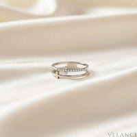 Double Band Cross Ring Lucia - Zircon Accents, Plated Velanci
