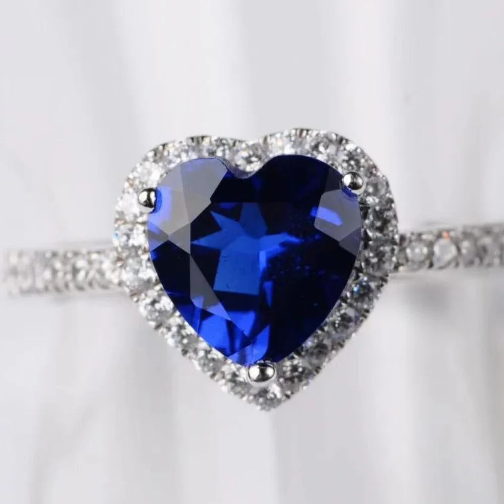 Ring Maria - 2ct Heart Moissanite Halo, Sterling Silver Women's Ring Velanci