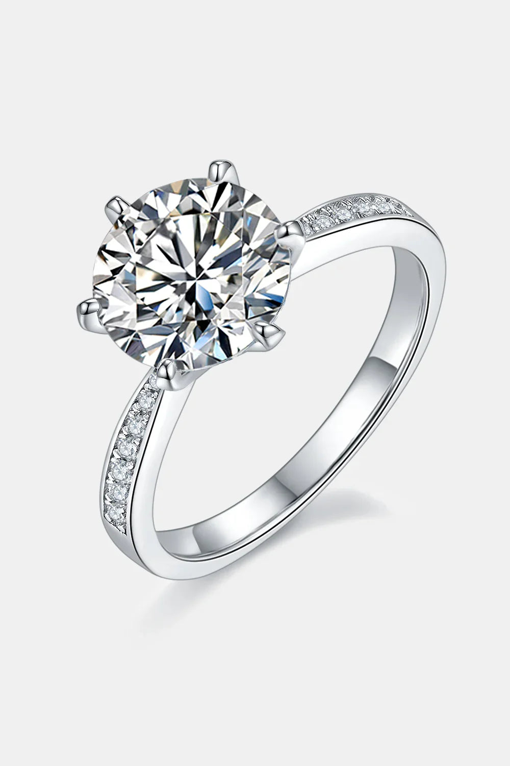 Moissanite Side Stone Ring Bianca - 3ct Minimalist Sparkle Women's Ring Velanci