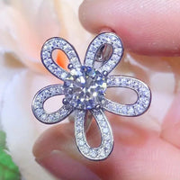 Ring Lucia - 1 Carat Moissanite Flower-Shape Open, Platinum Women's Ring Velanci