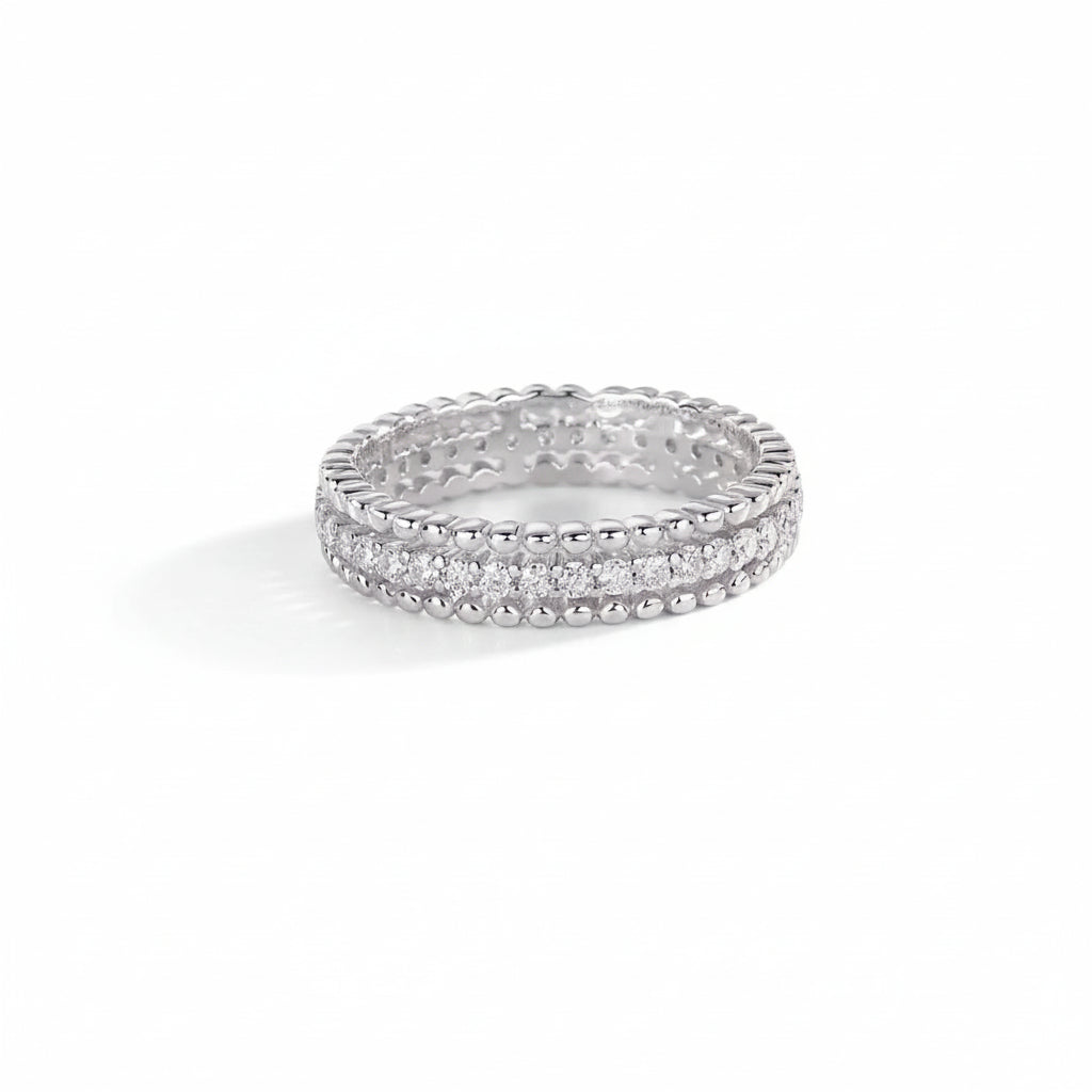 Moissanite Ring Lucia - Dainty Sterling Silver Band Women's Ring Velanci