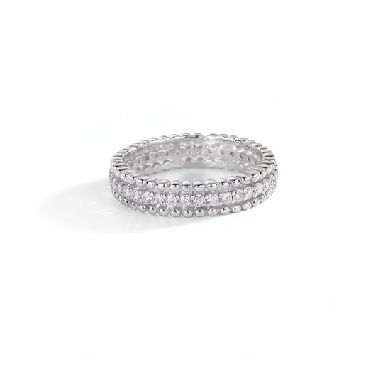 Moissanite Ring Lucia - Dainty Sterling Silver Band Women's Ring Velanci