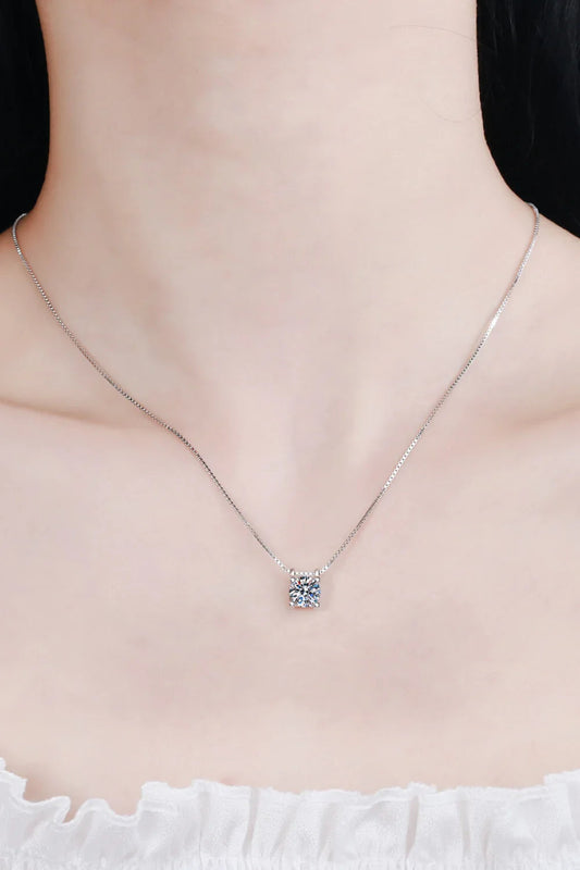 One Carat Moissanite Silver Chain Necklace - Ocean Glow Velanci