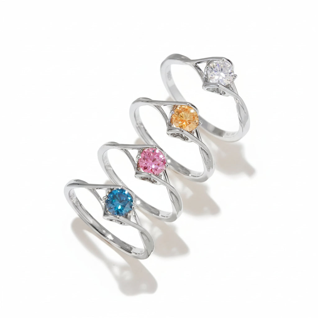 Moissanite Ring Giovanna - 0.5 Carat Pink Sparkle In Silver Women's Ring Velanci