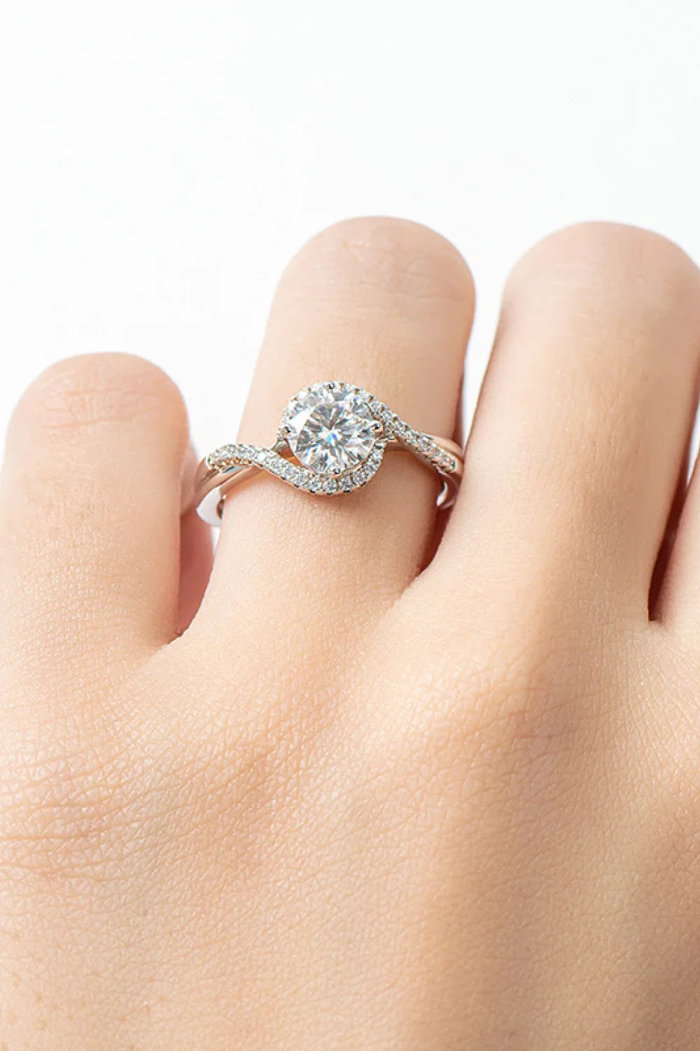 Moissanite Ring Alessia - Crisscross Sterling Shine Women's Ring Velanci