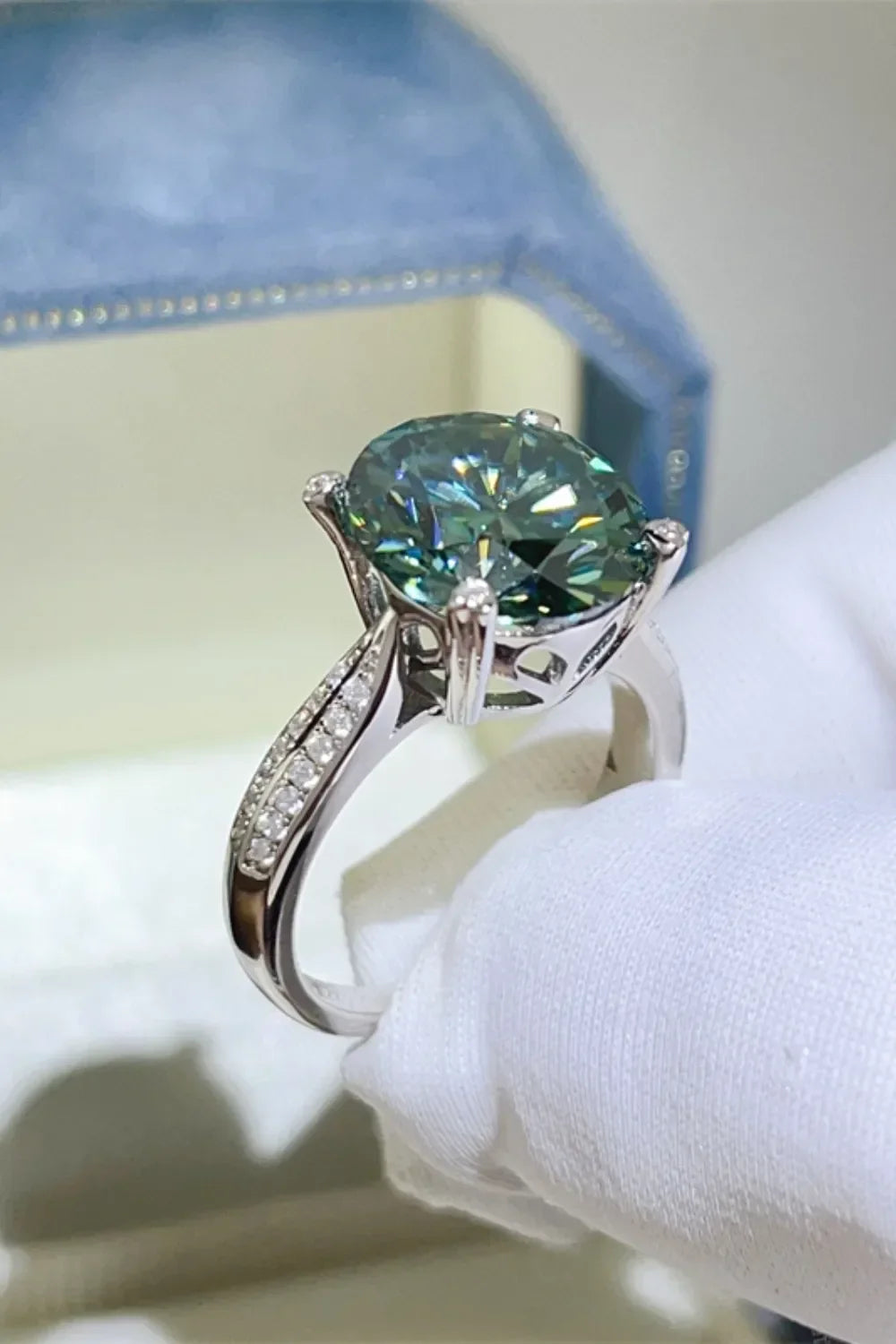 Ring Giovanna - 5 Carat Moissanite Platinum-Plated Silver Women's Ring Velanci