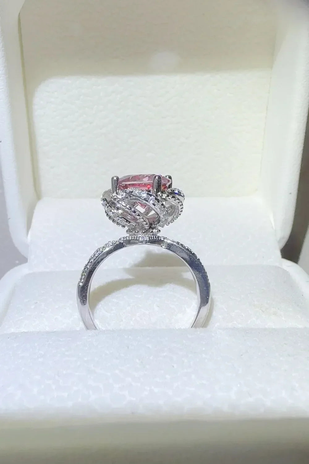 Ring Alessia - 2 Carat Moissanite Floral Halo Silver Women's Ring Velanci