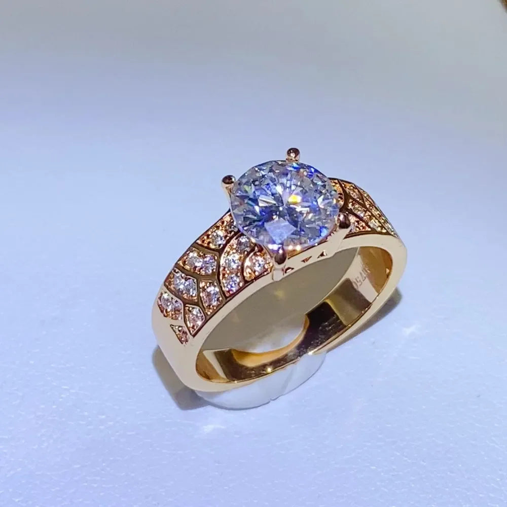 Moissanite Ring Giulia - 1.5ct Gold-Plated Sterling Silver Women's Ring Velanci
