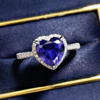 Ring Maria - 2ct Heart Moissanite Halo, Sterling Silver Women's Ring Velanci