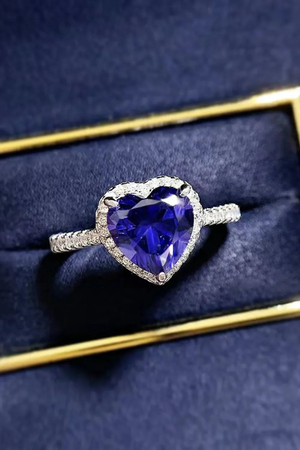 Ring Maria - 2ct Heart Moissanite Halo, Sterling Silver Women's Ring Velanci