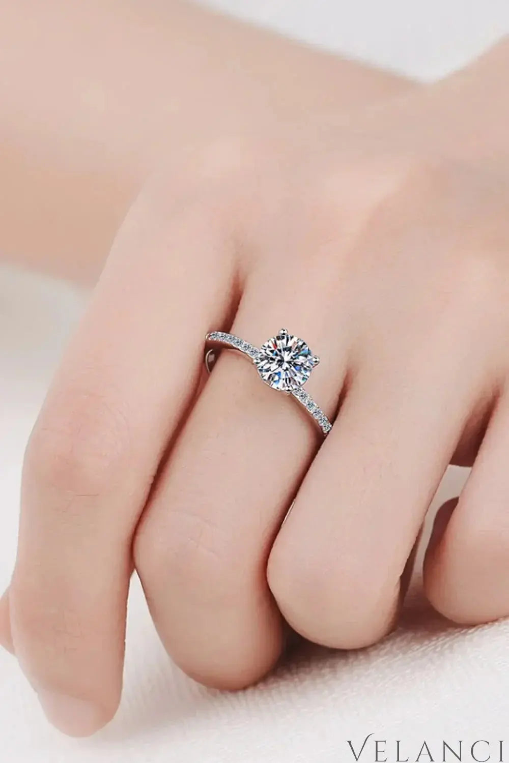 Ring Isabella - 1 Carat Moissanite, Rhodium-Plated Women's Ring Velanci