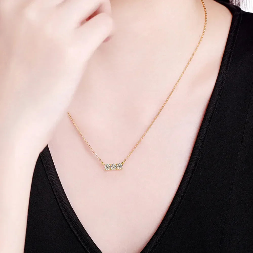 Moissanite Necklace - 18K Plated Sterling Silver Sparkle Velanci