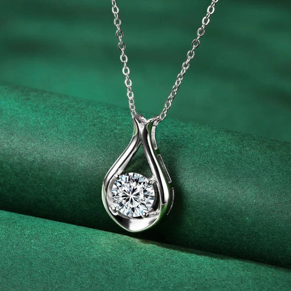 2 Carat Moissanite Necklace - Gold Plated Sterling Silver Velanci