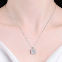 1 Carat Moissanite Square Pendant Necklace - Elegant Sparkle Velanci