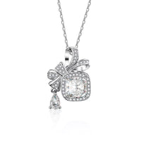 1.5 Carat Moissanite Bowknot Necklace Sterling Silver Velanci