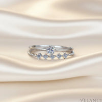 Moissanite Sterling Silver Ring Set Isabella - Minimal Shine Velanci
