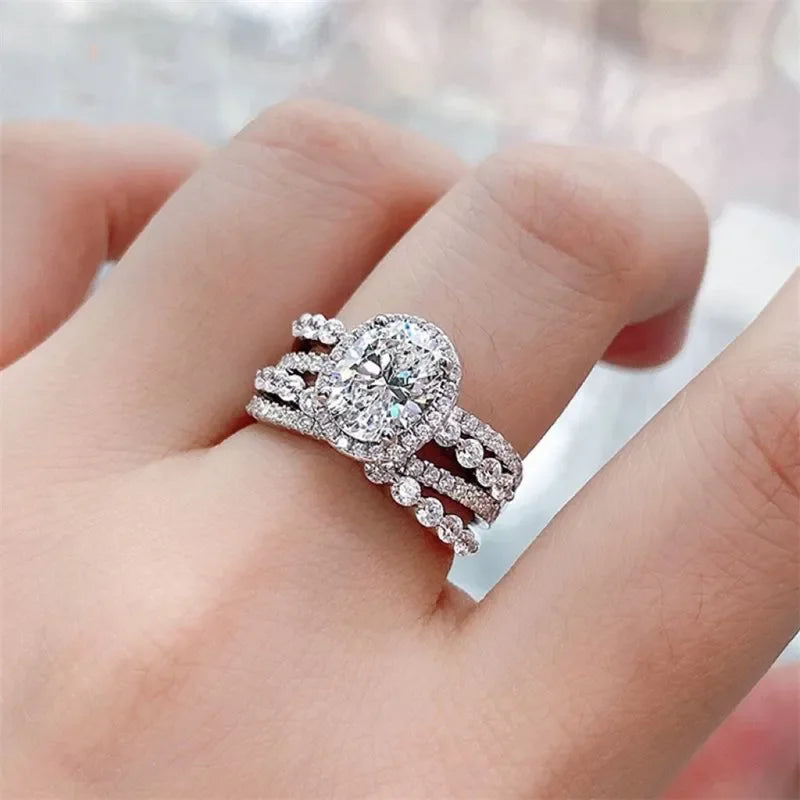 Ring Giulia - 3 Carat Moissanite Sterling Silver Layered Women's Ring Velanci