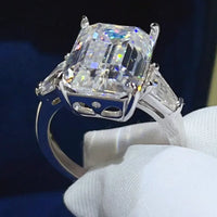 Moissanite Ring Alessia - Bold 10 Carat Silver Shine Halo Women's Ring Velanci