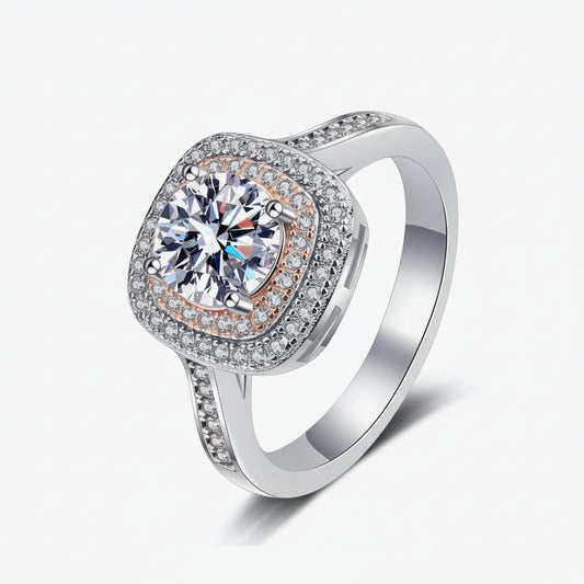 1-Carat Moissanite Ring Livia - Sterling Silver Halo Women's Ring Velanci