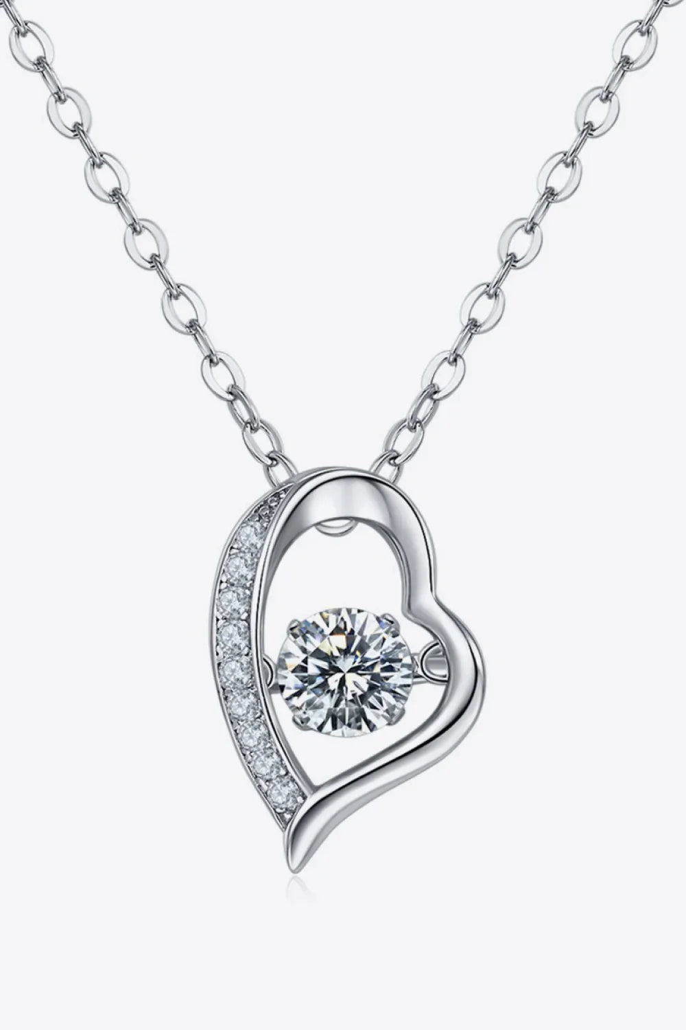Sterling Silver Heart Crescent Necklace - Minimalist Velanci