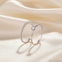 Moissanite Sterling Silver Ring Set Isabella - Minimal Shine Velanci